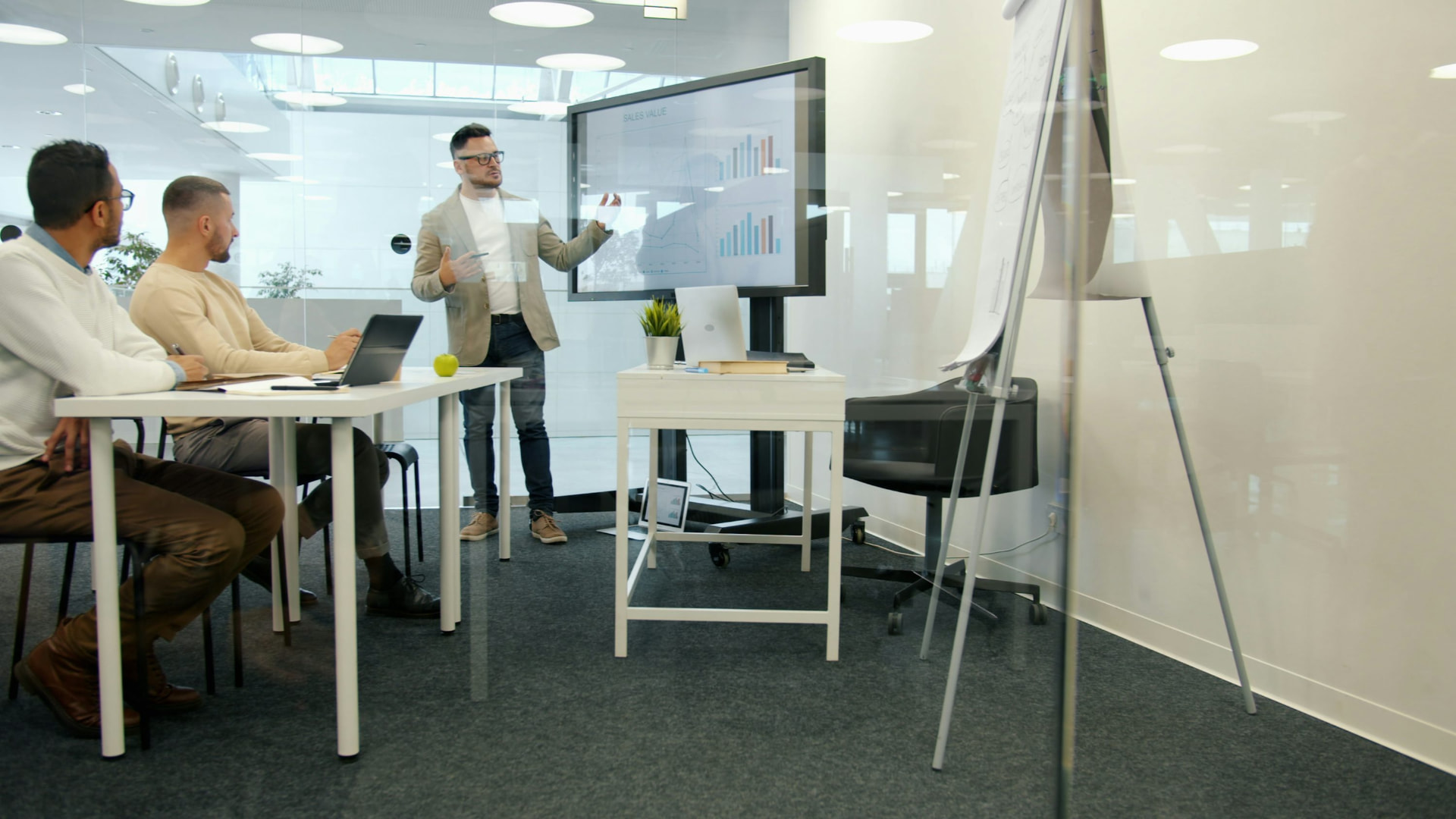 Executive communication and leadership presentation in a boardroom